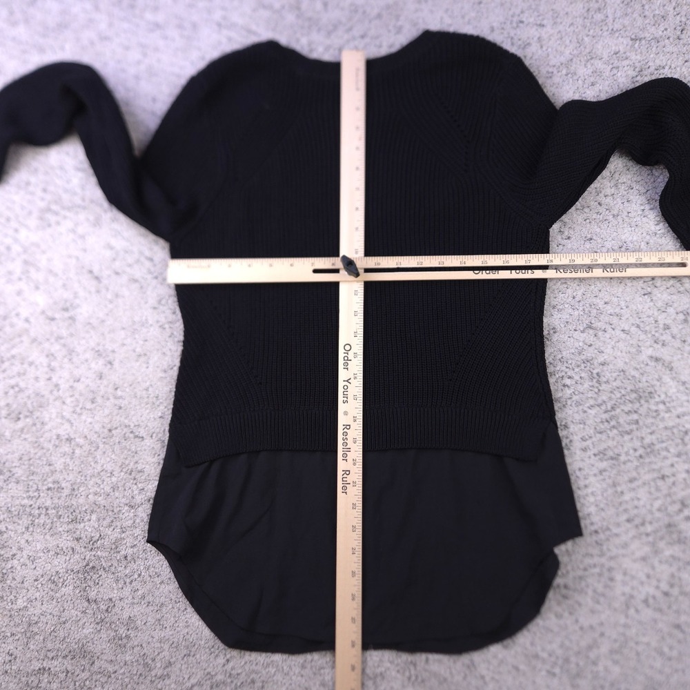 Sandro Paris Sweater Womens 2 Knit Layered Look Knit Scoop Neck Black Pullover - Picture 8 of 11